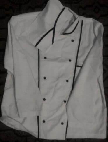 diklərin qiyməti: Aşpaz forması dəsti - Rəng: ağ, qara kantlarla - Komplekt: uzunqol — 5