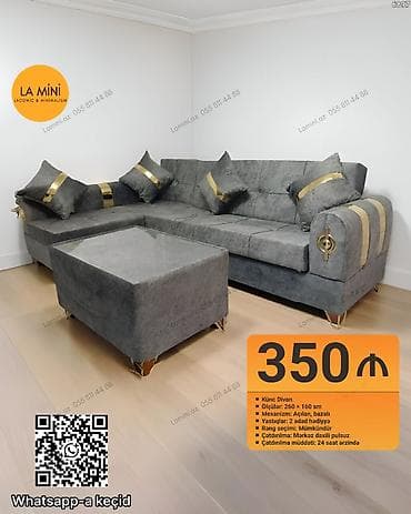 divan ortukleri instagram: Künc divan dəsti - Ölçü: 260 x 160 sm - Mexanizm: açılan, bazalı - — 1