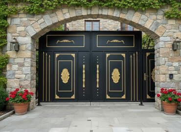 dəmir hasar: İşlənmiş Dəmir Həyət darvazası, Yana açılan, Mexaniki, Qapı ilə, rəng - Qara, Kredit yoxdur, Ödənişli çatdırılma — 2