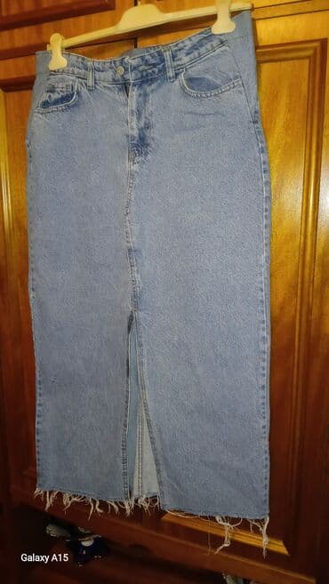 женские джинсовые юбки на пуговицах: Макси Юбка, Джинс, 2XL — 1