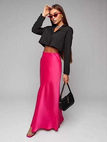 etekler: Satən maxi ətək – “fuksiya” rəngində - Material: saten/parıltılı ipək — 1