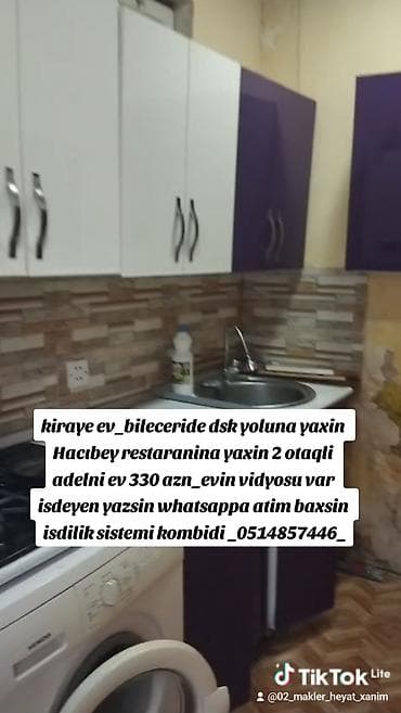 60 kv. m, 2 otaqlı, İnternet, Telefon, Qaz