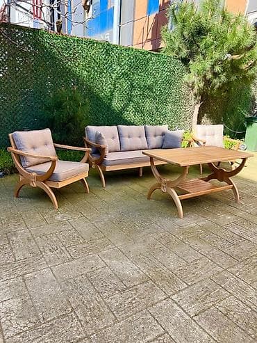 кресло диван: Bağ və terras üçün taxta mebel dəsti - Material: təbii ağac — 3