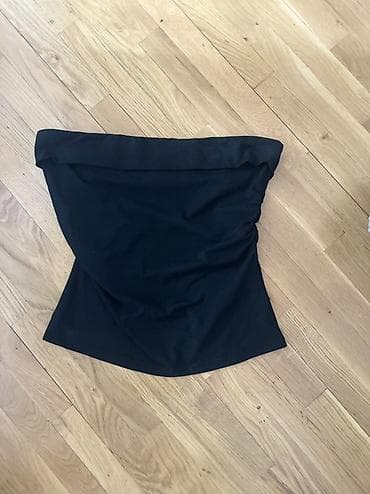 stringer alt geyimi: Qara strapless (bornozsuz) top - Rəng: qara - Dizayn: korsetvari — 1