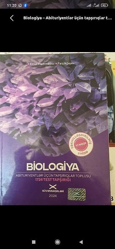 Məhsul: “Biologiya – Abituriyentlər üçün tapşırıqlar toplusu” (II