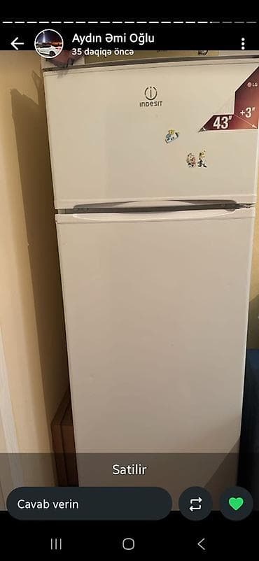 2 qapılı Indesit Soyuducu Satılır, rəng - Ağ