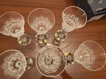 nerj qablar: Qədəhlər, rəng - Ağ, Xrustal, 6 ədədli dəst, Çexiya — 5