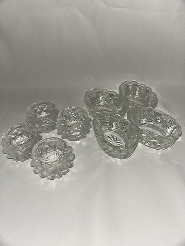 kendir ip: Şüşə duz qabı dəsti - Material: qalın, şəffaf şüşə - Naxış — 1