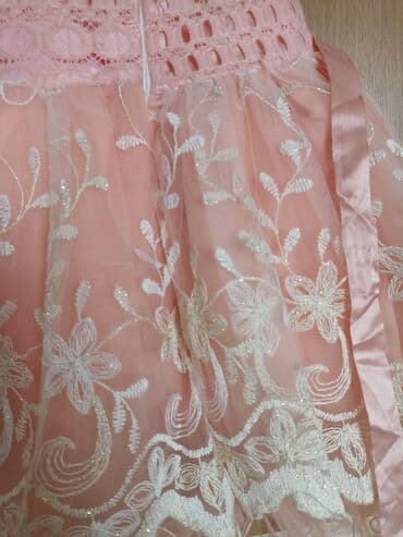 детские платья с длинным рукавом: Uşaq üçün zərif ziyafət donu - Rəng: pudra-çəhrayı - Üst hissə — 4