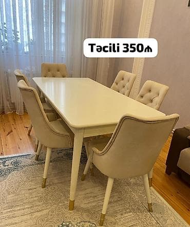 metbex stol ve stullari: Qonaq otağı üçün, İşlənmiş, 6 stul — 1