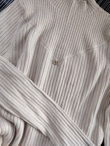 Нижнее белье: Qadın sviteri – bej rəngli, nazik şaquli rezin toxuma - Yarımboğaz — 4