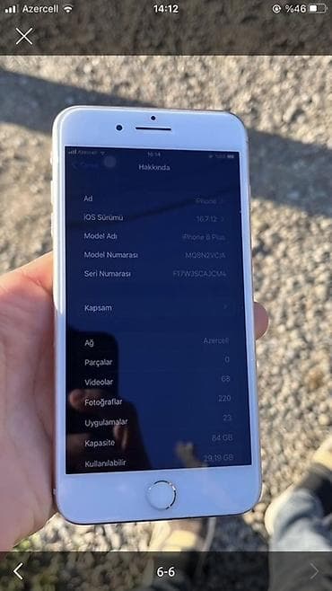 smart tv box: IPhone 8 Plus, 64 GB, Qızılı, Qırıq, Barmaq izi — 5