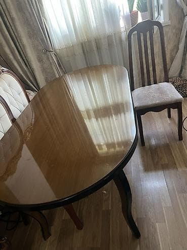 sdollar: Oval formal yemək masası və stul dəsti. - Masa: oval forma, parlaq — 1