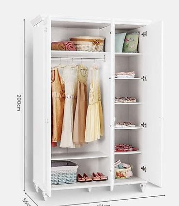 3 qapılı, Ağ, Taxta, Açılan, Düz dolab — 3