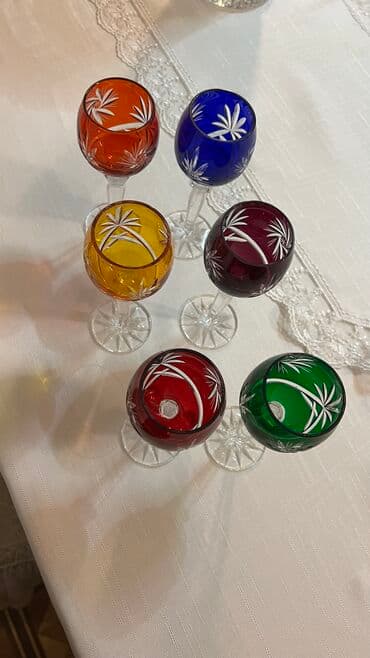 cex fara: Çay dəsti, rəng - Ağ, Xrustal, 6 nəfərlik, Çexiya — 3