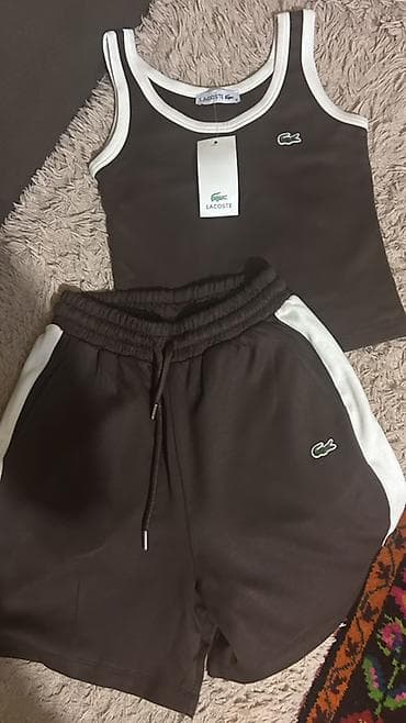 idman şort: Lacoste qadın idman dəsti - 2 hissə: qolsuz crop-top mayka və şort - — 1