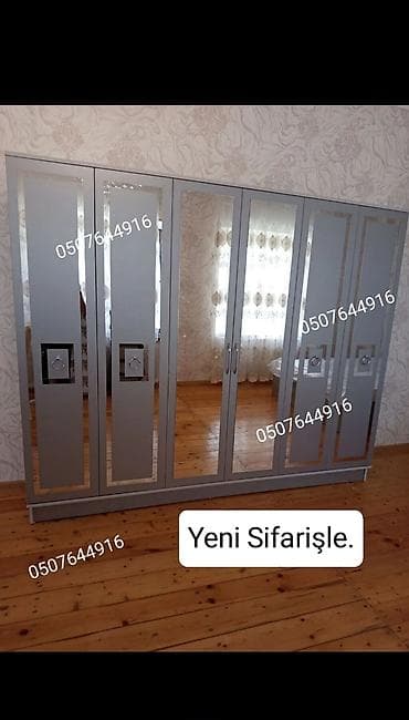 demir taxt: Düz dolab, Yataq otağı üçün, Qarderob, Açılan, Quraşdırıla bilən, 6 qapı — 3