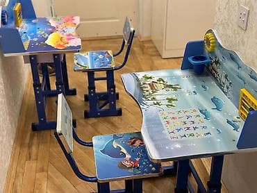 bar stolu: Uşaq üçün masa-stul dəsti - Dəst: tənzimlənən hündürlüklü yazı masası — 5