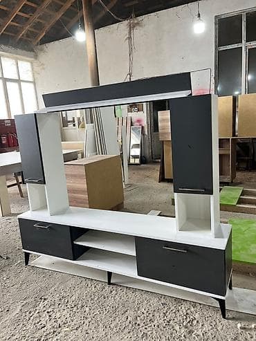 2 el mebiler: - TV stendi və qonaq otağı üçün modul mebel - Rəng: ağ və qrafit — 2