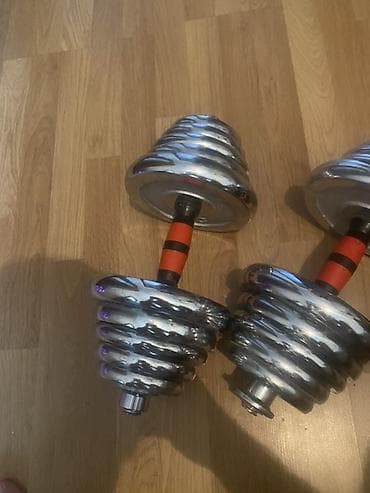 Спорт и отдых: Metaldan yığma dambbell dəsti - Material: xrom örtüklü metal lövhələr — 1