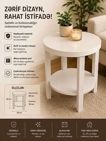Balkon masası, İşlənmiş, Açılmayan, Taxta, Yumru masa