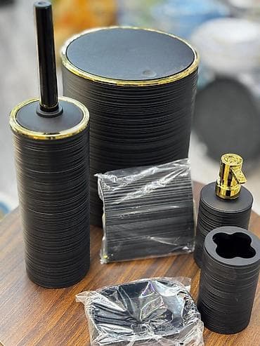 hamam skaflari: Vanna otağı aksesuar dəsti – 6 parça, zərif rellefli dizayn Dəstə — 4