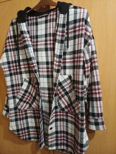 uzun qadın kardiqanları: Qadın üçün flanel jaket (qışlıq köynək-kurtka) - Naxış: ağ-qara-bordo — 4