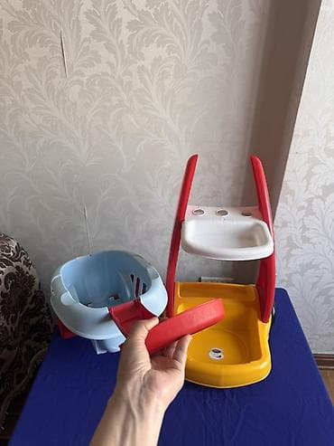 Uşaq üçün plastik supermarket arabası və çıxarıla bilən səbət dəsti - — 2