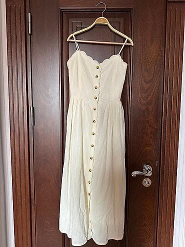 off white duks: Gündəlik don, Maksi, H&M, S — 2