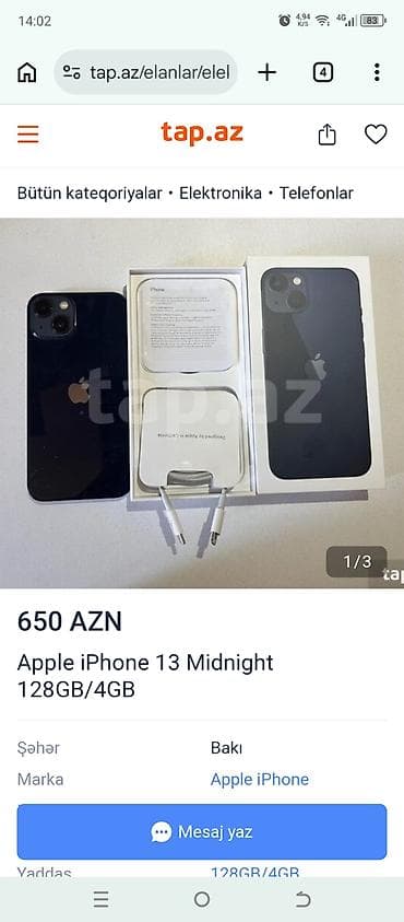 pc 4: IPhone 13, 128 GB, Midnight, Face ID — 2