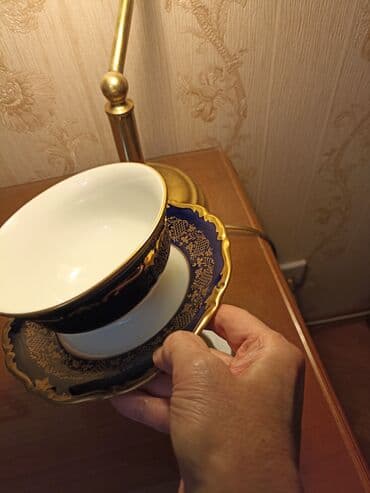 kahla made in gdr: Çay dəsti, rəng - Göy, Farfor, Reichenbach, 1 nəfərlik, Almaniya — 6