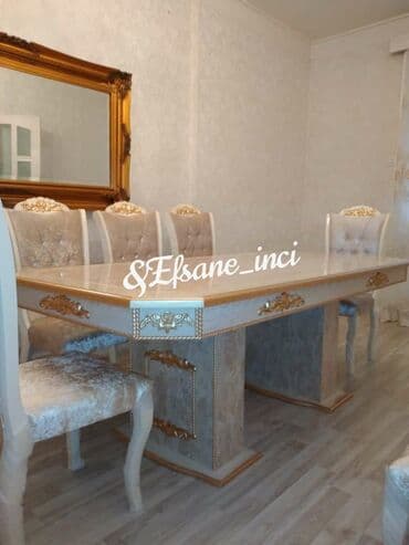 masılar: 🔸 Müştəri evindən görüntü 🥳 🔸Masa + 6stul 550 manat 🔸Masa+8Stul — 1