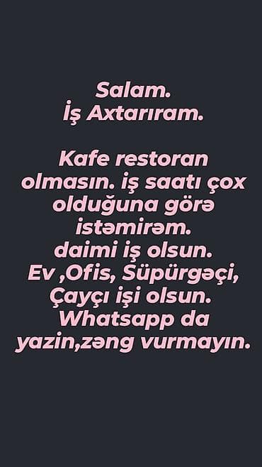 bag evinde is: Xidmət: Ev və ofis üçün gündəlik təmizlik və çayçı xidməti Açıqlama — 1