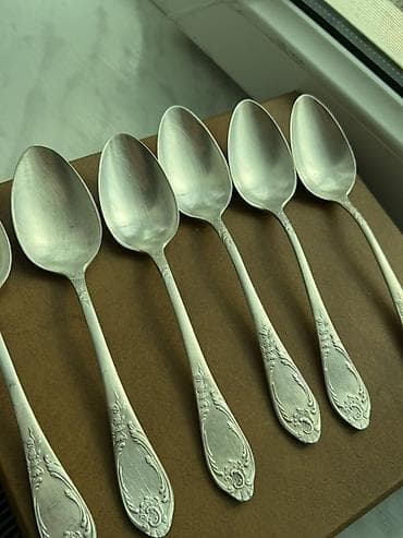 sufreler: 6 ədəd klassik desert qaşığı dəsti - Material: metal ərintisi — 5