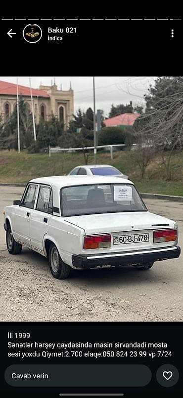 mersedes diski teker: VAZ 2107, 1999-cu il buraxılış - Ağ rəng, 4 qapılı sedan - Mexaniki — 1
