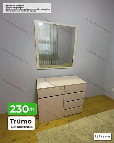 guzgu aləmi: Trümo dəsti – güzgü və çekmecəli komod - Ölçü: 40 × 180 × 120 sm - — 1