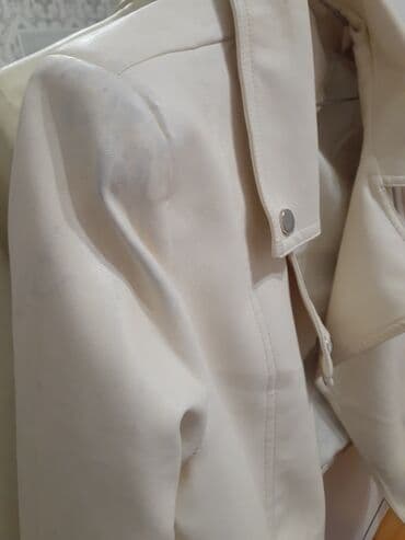 deri pencekler: Ağ rəngdə qadın dəri görünümlü gödəkçə - Rəng: südlü-ağ/ekru - — 2