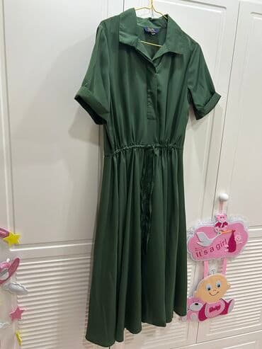 женские платья из вискозы: Коктейльное платье, Миди, Ovs, L — 1