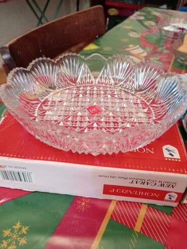 Noritake Zeh markalı, oval formalı, kristal qab. Qabın kənarları — 1