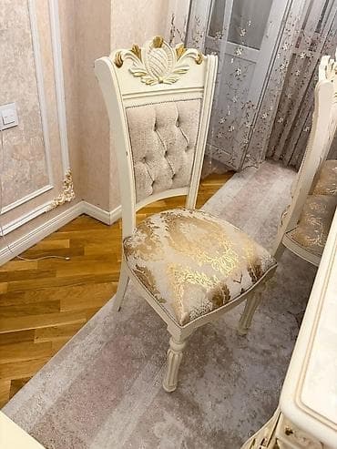 ağ stol: Qonaq otağı üçün, Açılmayan, Dördbucaq masa, 8 stul — 3