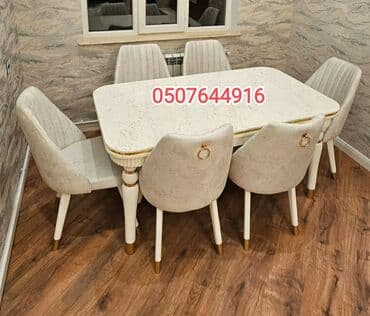 embawood masalar: Qonaq otağı üçün, Yeni, Açılmayan, Dördbucaq masa, 6 stul — 6