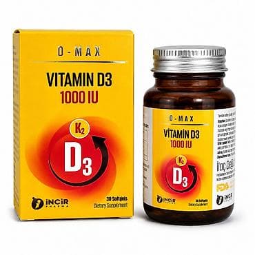 evalar vitamin c: Məhsul: D-MAX Vitamin D3 + K2, 1000 IU Forması: 30 ədəd softgel — 1