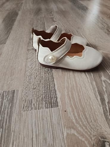 babet ayaqqabı: Uşaq qızları üçün ağ rəngli baletka tipli ayaqqabı - Model: Mary Jane — 1