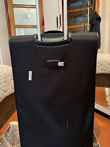 Çamadanlar: Böyük ölçülü 4 təkərli tekstil çamadan - Rəng: qara - Material — 2