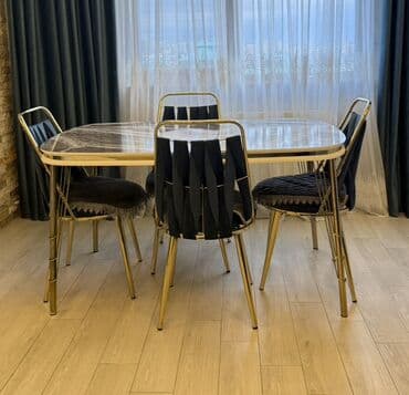 раскладной стол: Для кухни, Б/у, Нераскладной, Овальный стол, 4 стула — 1