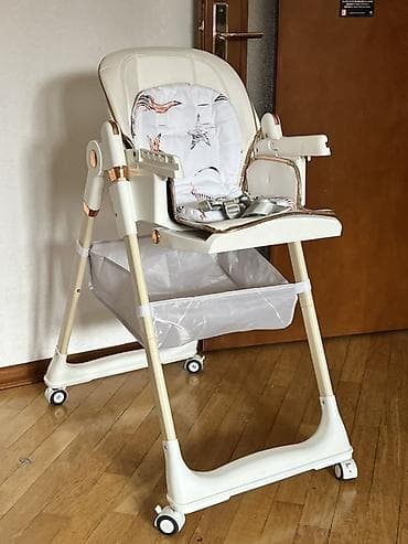 Uşaq yemək stulu – Kidilo - Rəng: krem/aq/şampan detalları -