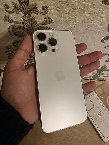 iphone adapteri: IPhone 15 Pro Max, 256 GB, White Titanium, Simsiz şarj, Face ID, Sənədlərlə — 2