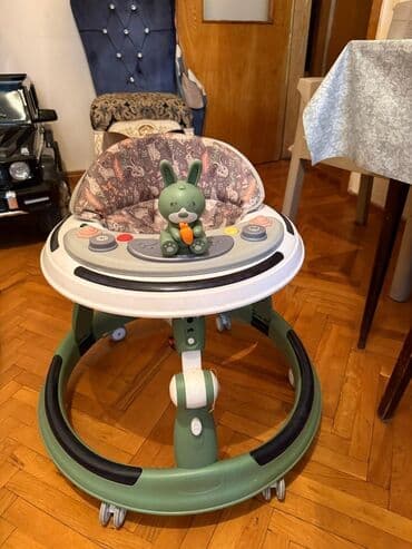 çəlik nədir: Uşaq gəzdirəni / yürüteç - Rəng: yaşıl-ağ tonlarda, dairəvi — 2