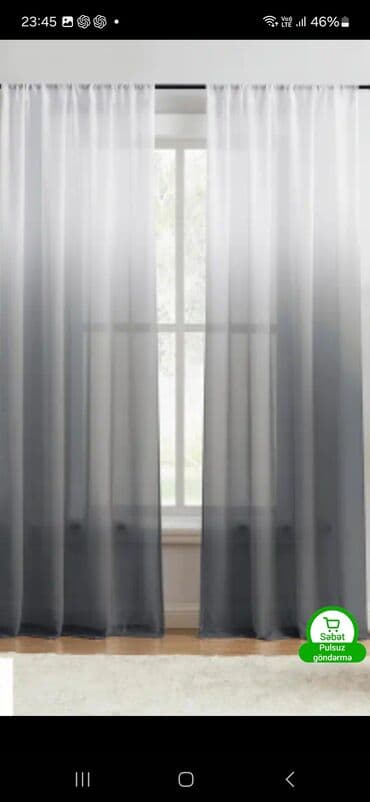 pərdələr ev ucun: Məhsul: Ombre effektli tül pərdə dəsti - Rəng keçidi: yuxarıdan açıq — 1