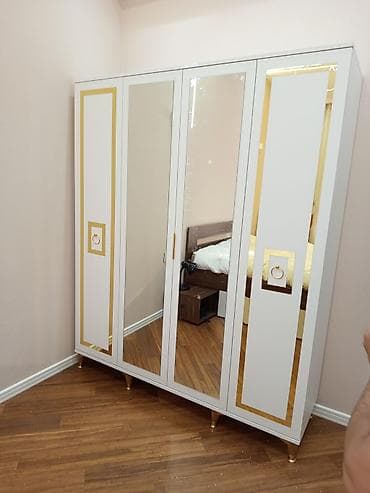 dolab paltar: Yeni, 4 qapılı, Güzgülü, Boz, Digər material, Açılan, Düz dolab — 2
